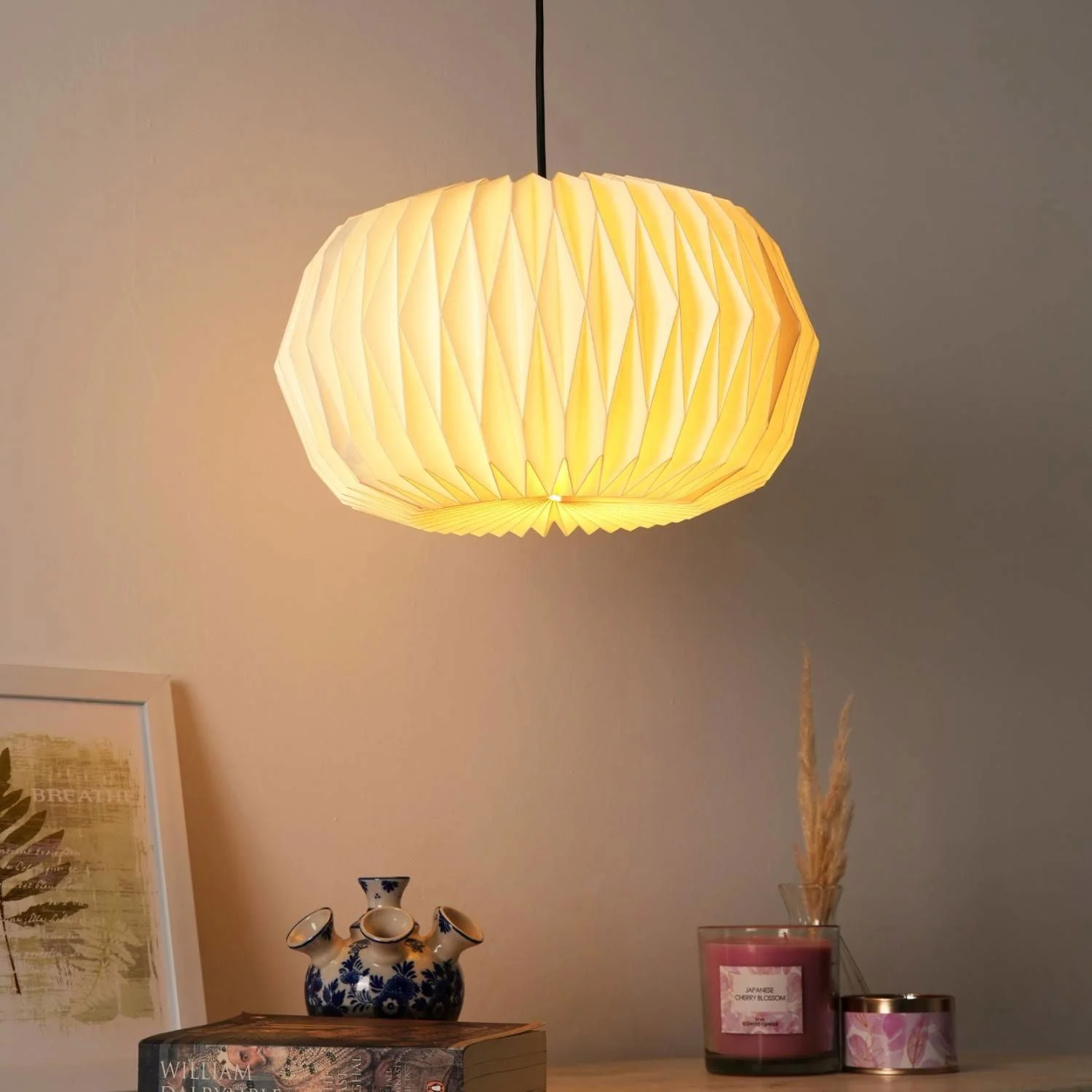 Velocity Origami Pendant Lamp - Paper Origami Pendant Light, Handpleating, Origami Lampshade, Scandinavian Lamp - Image 3