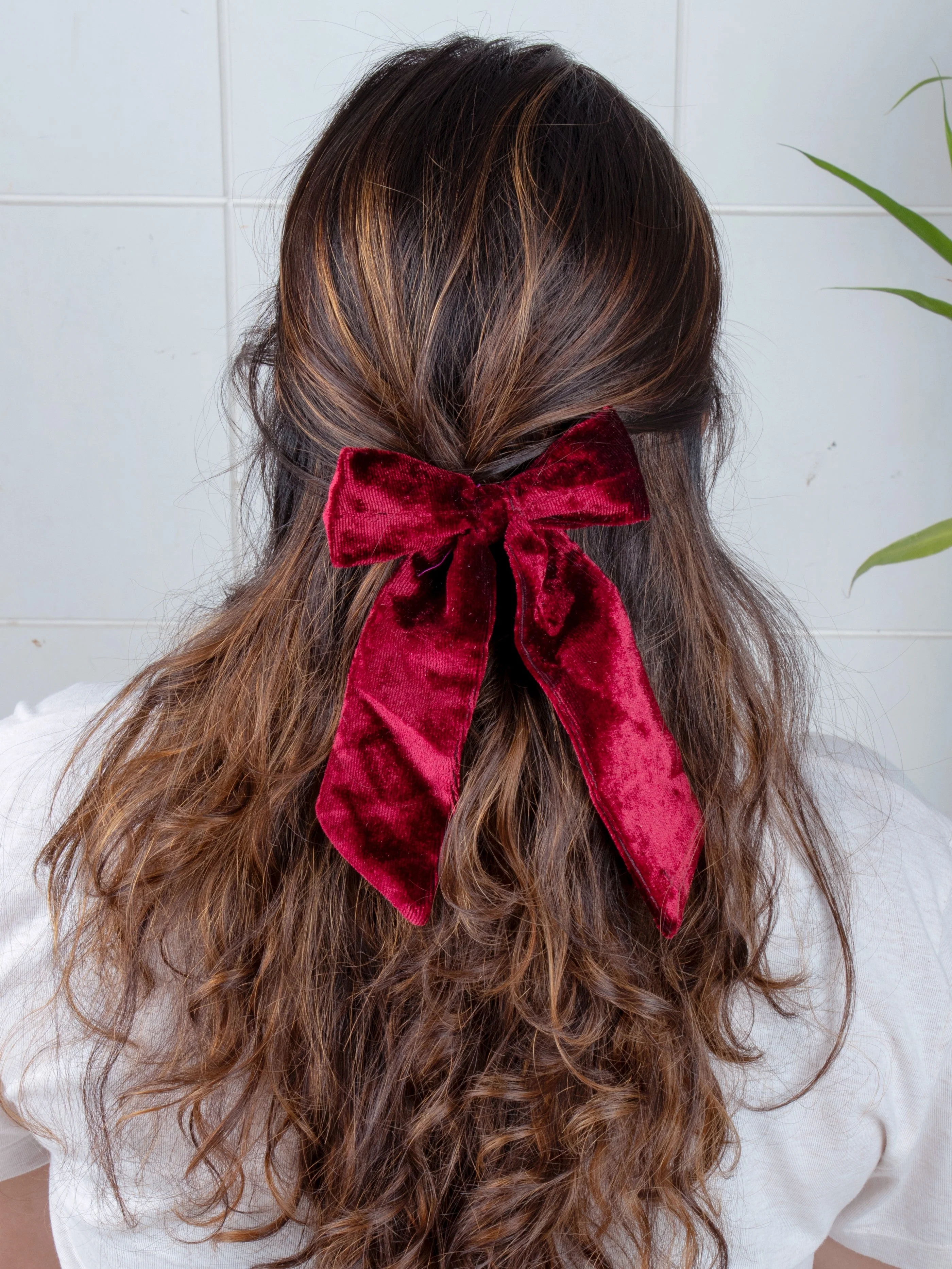 Velvet Hair Bow Accessory - Long Tail Style, Small - Image 44