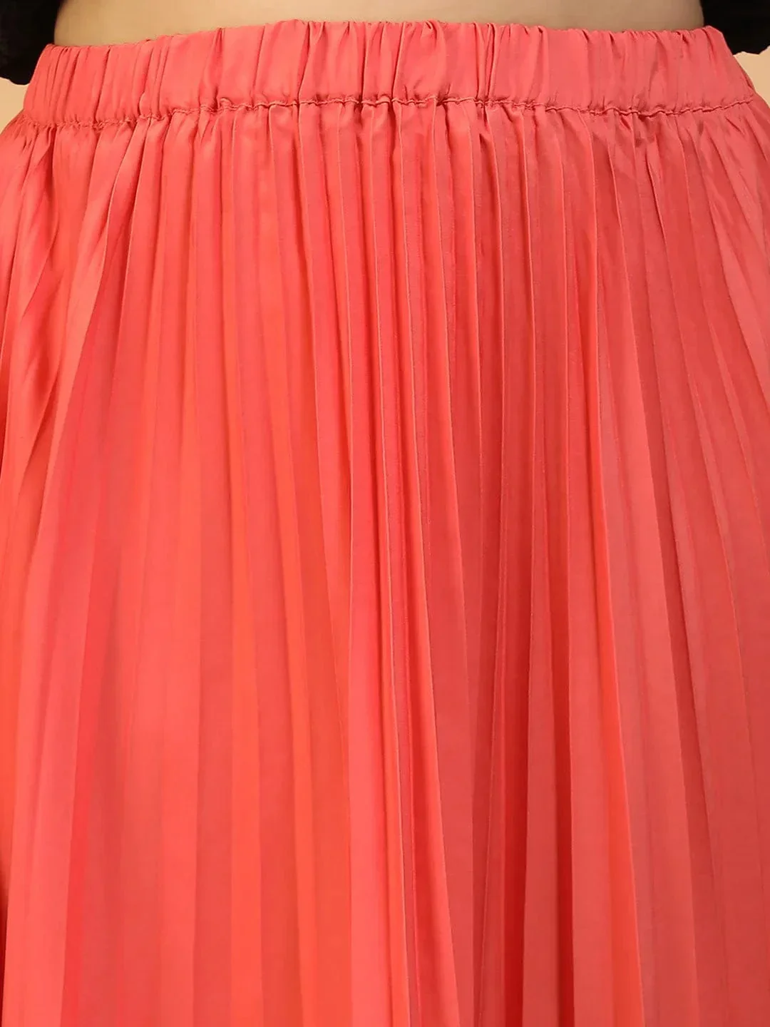 Vibeon Coral Elasticated Pleated Plus Size Women Skirt - Image 6