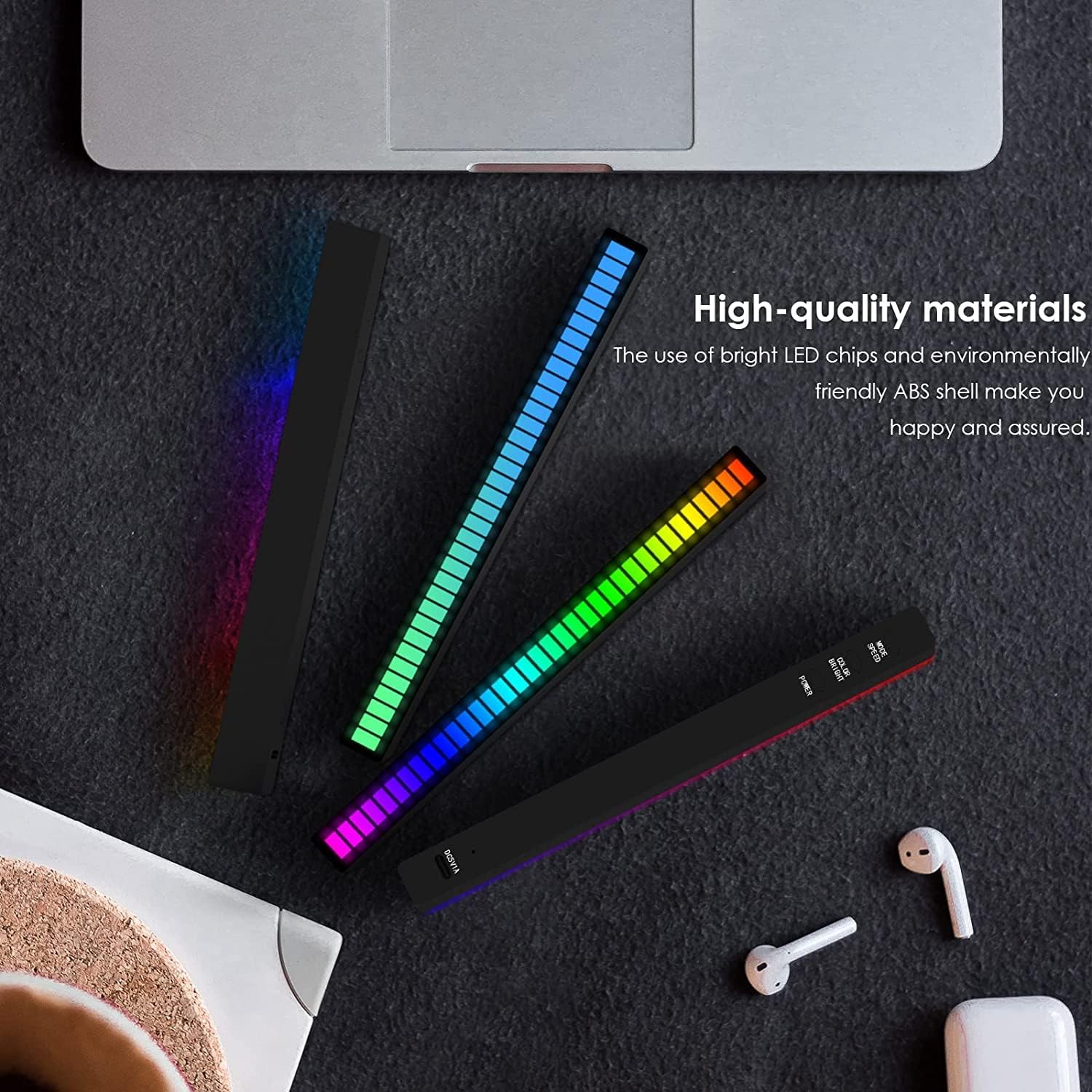 VibEQ: Sound Reactive RGB Light Bar, USB-C Rechargeable with In-built Mic & 32 Patterns, LED Strip for Car, Desk, Studio & Gaming Room - Image 8