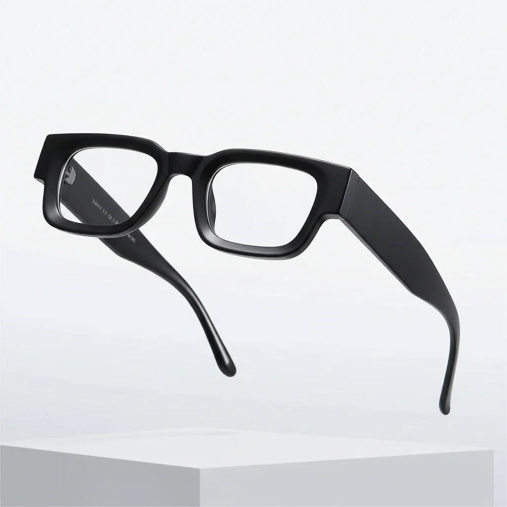 Vintage V1 Black Clear Square Sunglasses - Image 15