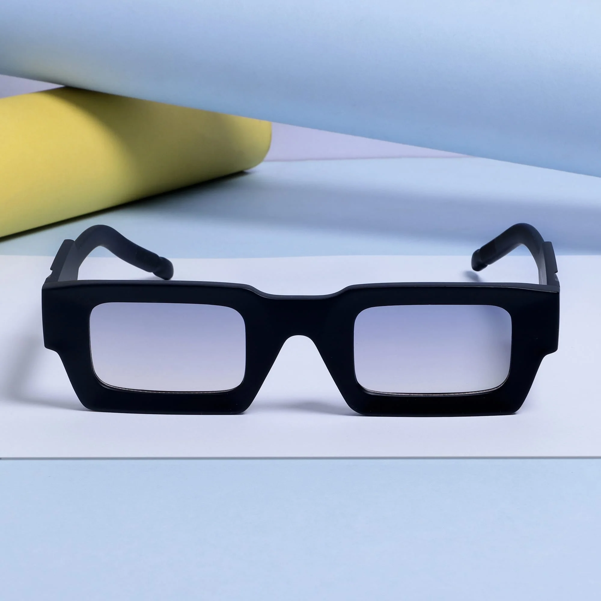 Vintage V2 Black Peach Gradient Rectangle Sunglasses - Image 3