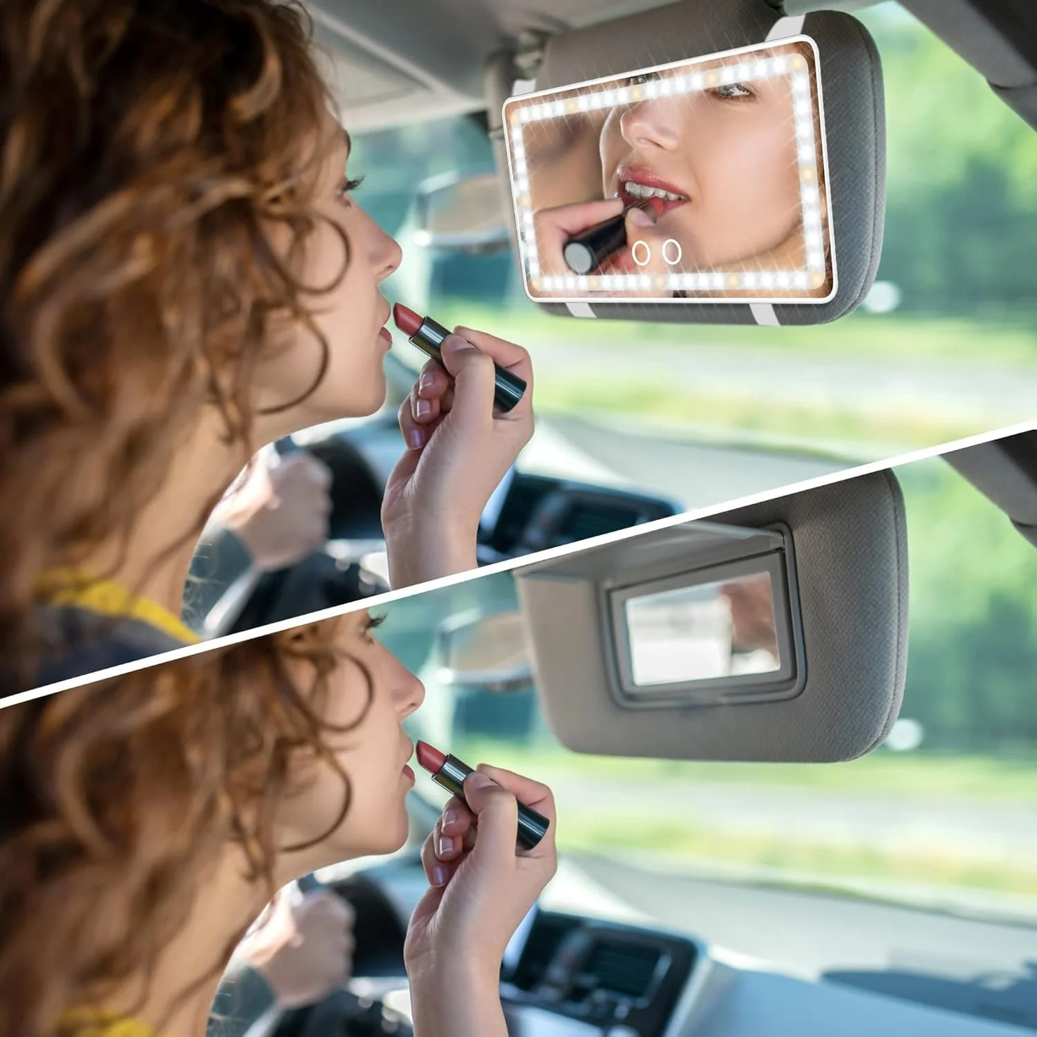 Virror: LED Visor Vanity Mirror with 3 Light Modes, 80 LEDs & Rechargeable Touch Control for Cars & SUVs - Image 3