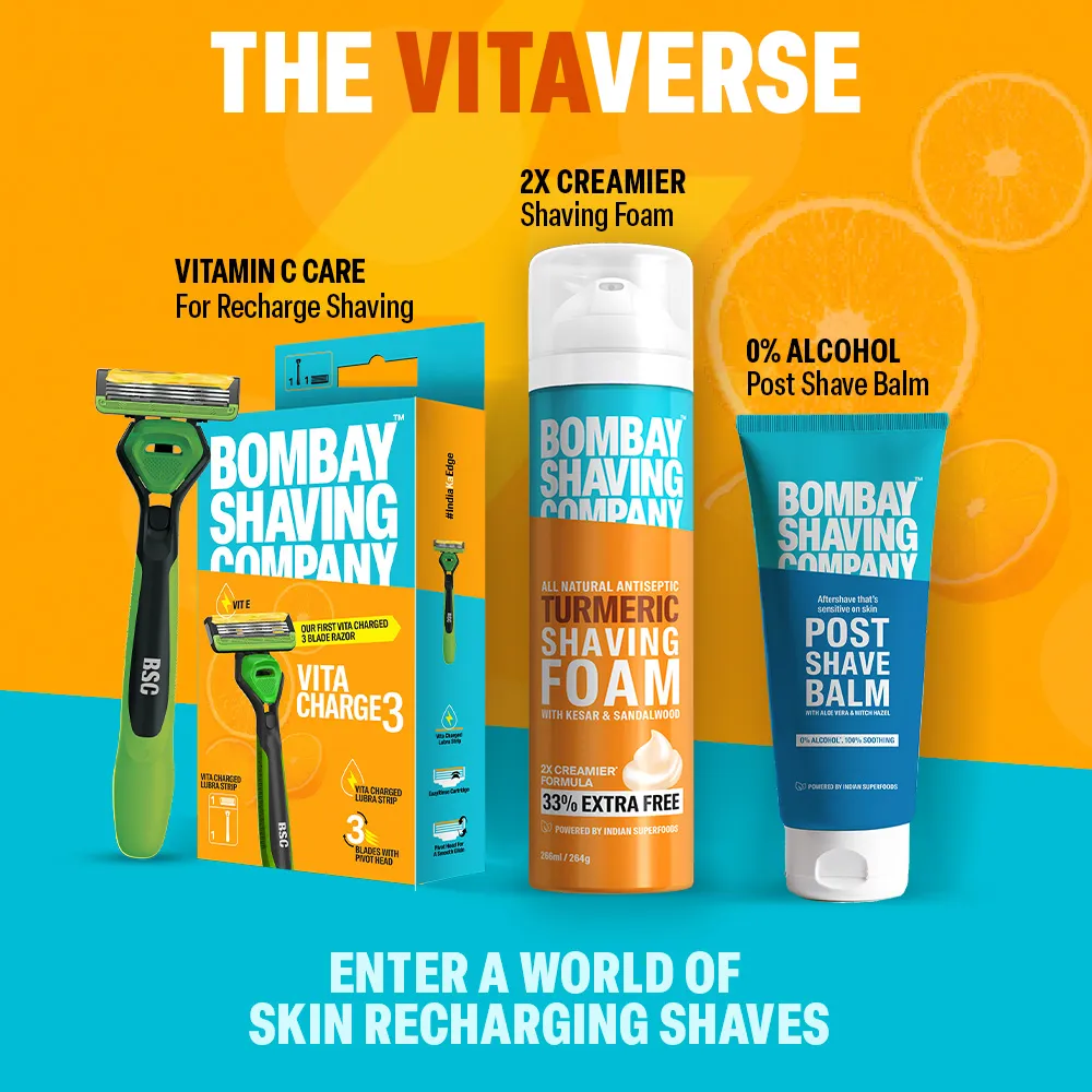 Vita Charge 3 Razor and Turmeric Shaving Foam Combo - Image 6