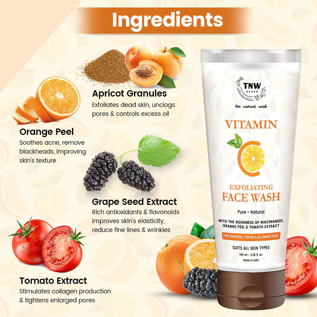 Vitamin C Exfoliating Face Wash - Paraben/Sulphate-Free. - Image 2