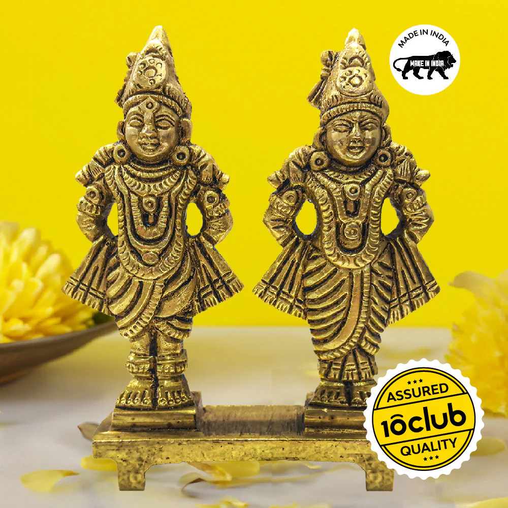 Vitthal Rukmini Idol | 100% Pure Brass | Antique Finish - Image 2