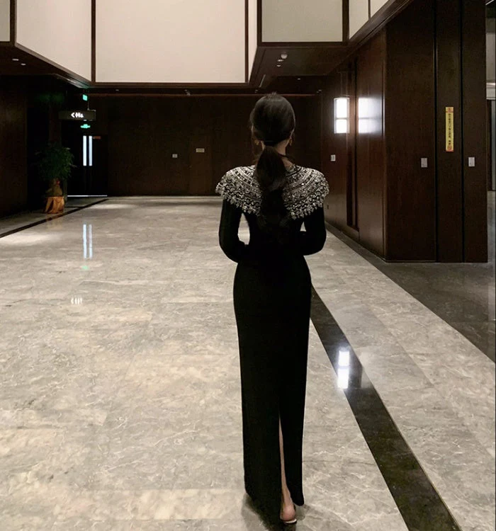 Vivian Long Black Dress - Image 10