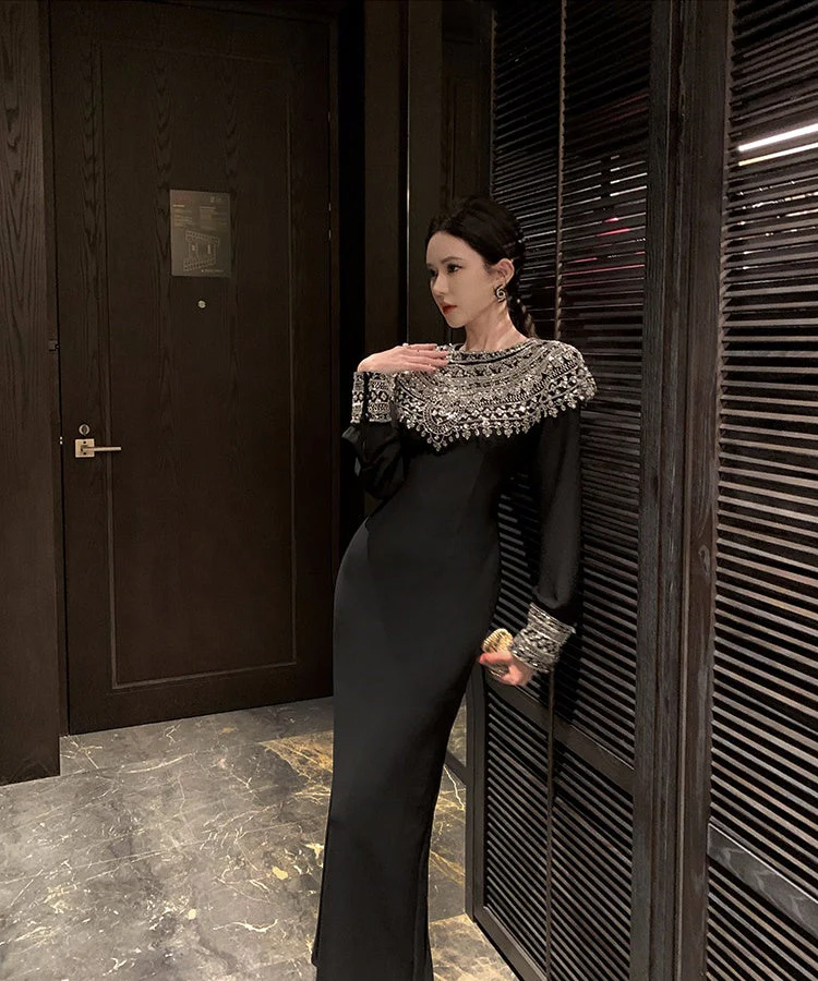 Vivian Long Black Dress - Image 5