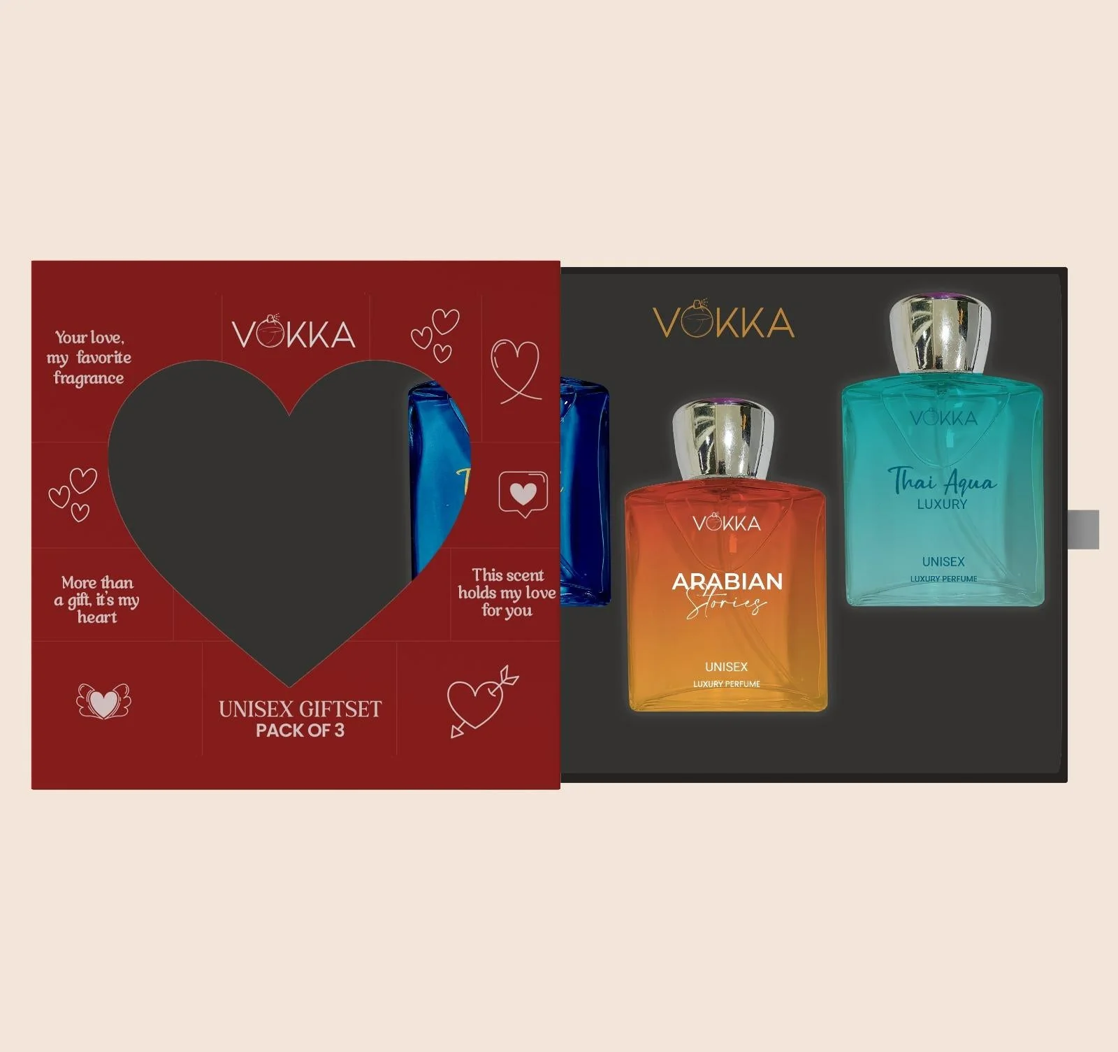 Vokka Gift of Love 150ml - 3 x 50ml Luxury Unisex Perfume Gift Set - Image 3