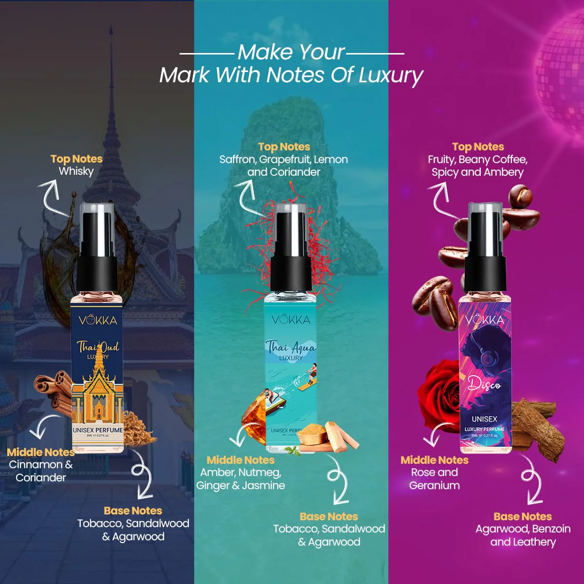 Vokka Luxury Perfume 9 x 8ml Gift Set for Men & Women | Premium Travel Fragrance Gift Pack - Image 5