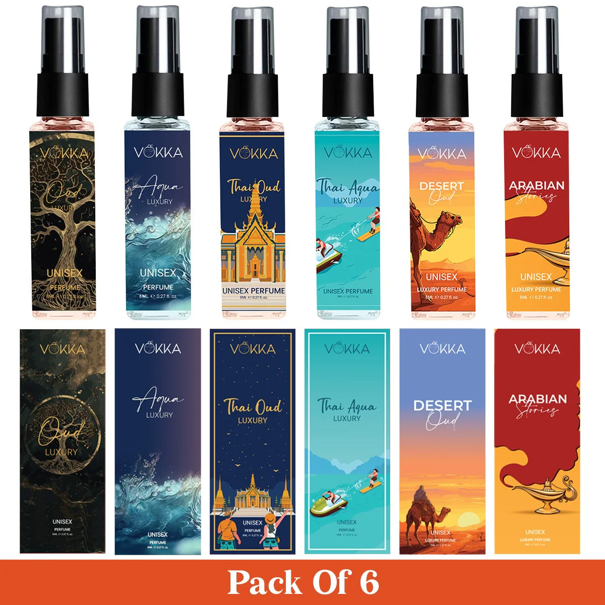 Vokka Perfume Discovery Pack – Pack of 6 x 8ml Unisex Luxury Perfumes - Image 6