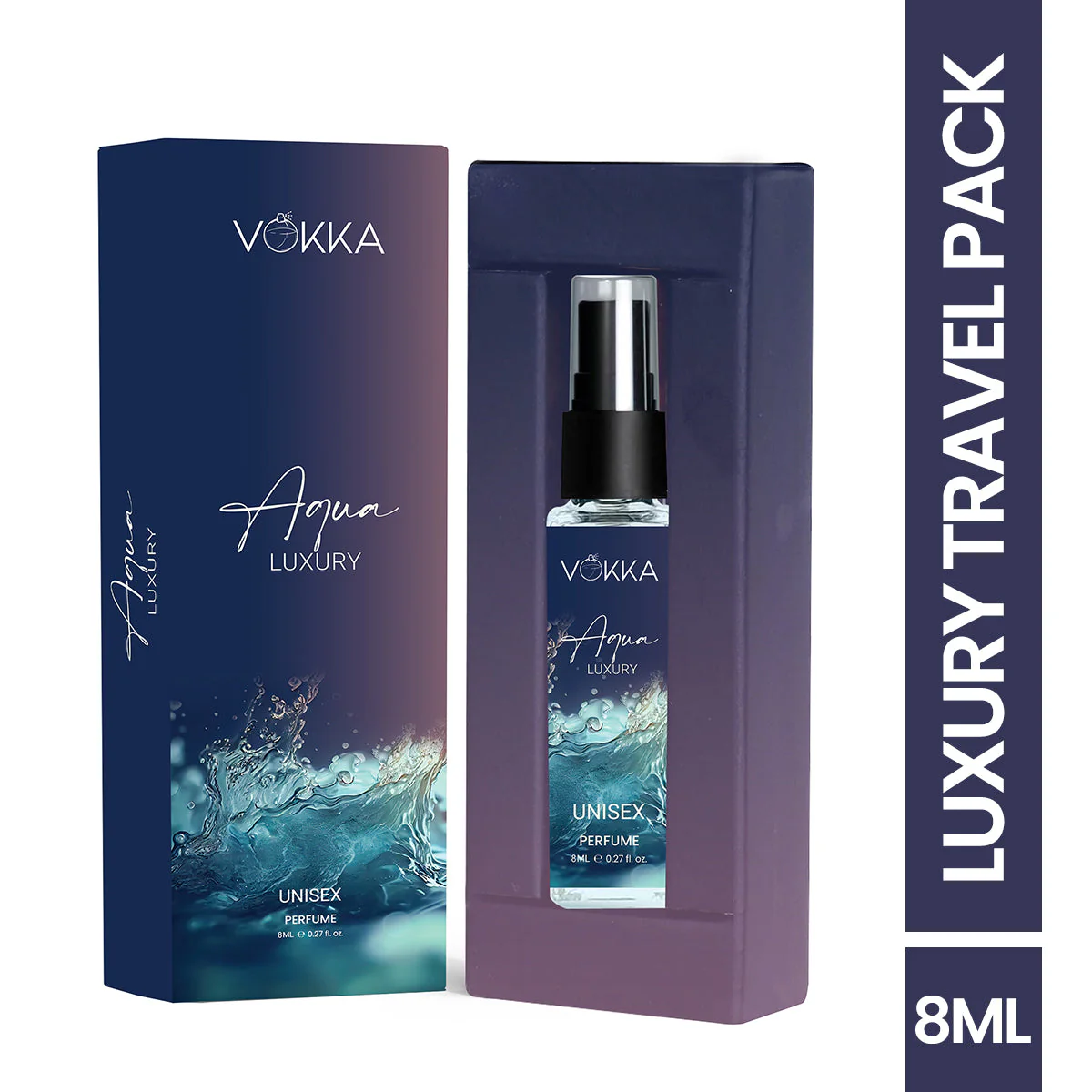 Vokka Pocket Perfume Aqua 8ml | Unisex Luxury Long Lasting Perfume for Men & Women | Aquatic Scent Eau De Parfum| EDP Fragrance for Gift | Travel & Skin Friendly | Notes: Aqua Woody Musky - Image 2
