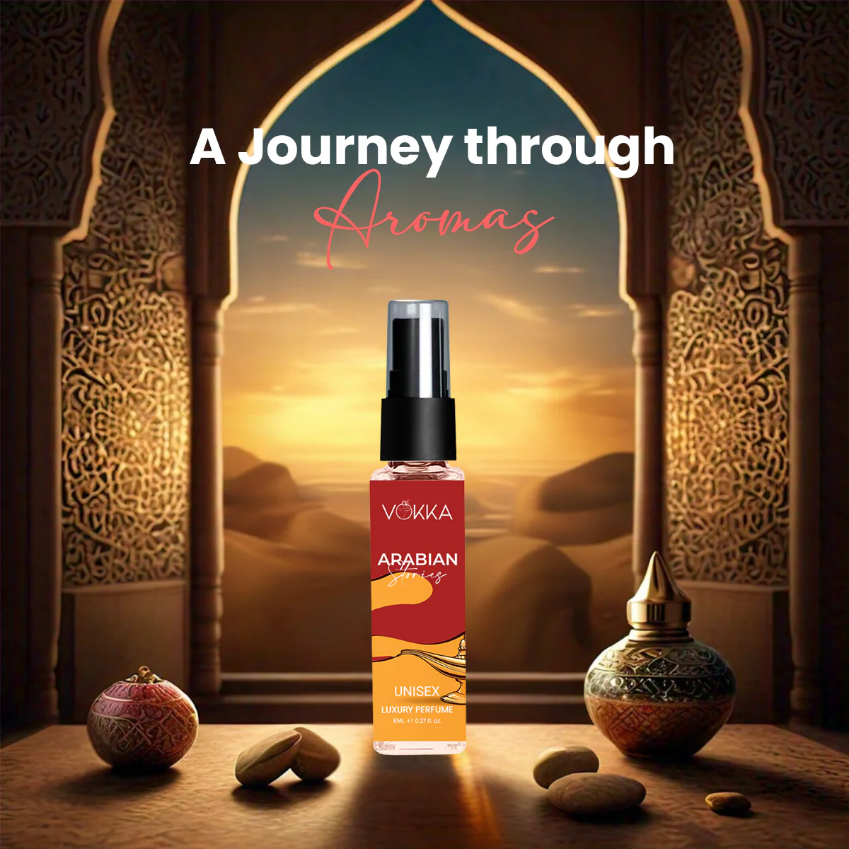 Vokka Pocket Perfume Arabian Stories 8ml | Unisex Luxury Long Lasting Arabian Perfume For Men & Women | Arabic Fruity Scent Eau De Parfum | EDP Fragrance for Gift | Notes: Fruity Musky - Image 4