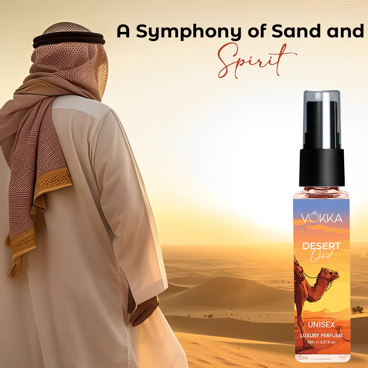 Vokka Pocket Perfume Desert Oud 8ml | Unisex Luxury Long Lasting Arabian Perfume For Men And Women | Arabic Woody Scent Eau De Parfum | EDP Fragrance for Gift | Notes: Spicy Agarwood Ambery - Image 4