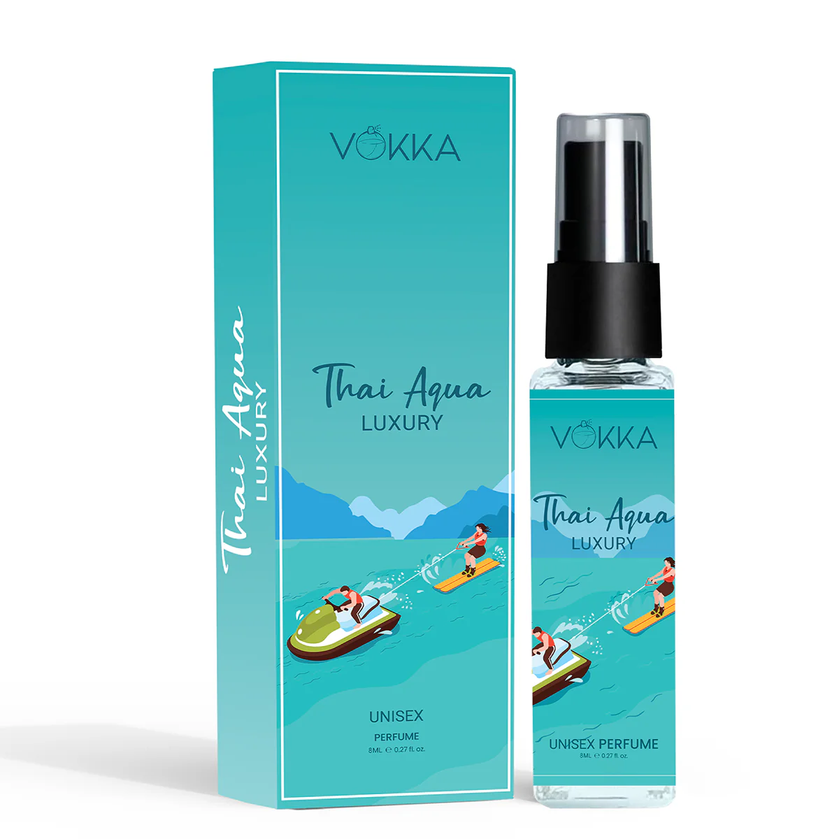 Vokka Pocket Perfume Thai Aqua 8ml | Unisex Luxury Long Lasting Perfume For Men & Women | Fresh Scent Eau De Parfum | EDP Fragrance for Gift | Travel & Skin Friendly | Notes: Aqua Sandalwood Patchouli