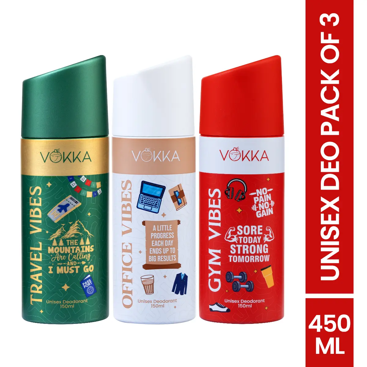 Vokka Vibes Deodorant Combo Pack 450ml - 150ml x 3 - Image 2