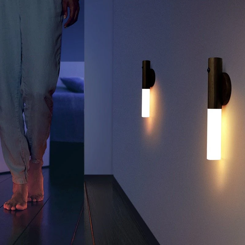 Wand: Magnetic Motion Sensor Light with USB Rechargeable LED & Wall-Mounted Wooden Torch Design for Home & Hallways - Image 4
