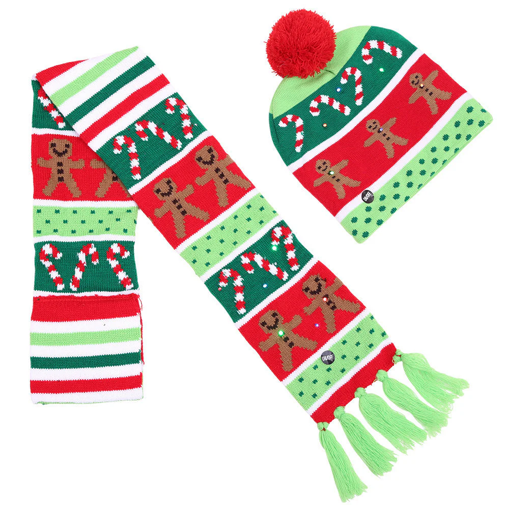 Warm Knitted LED Christmas Cap and Scarf Set - Image 3