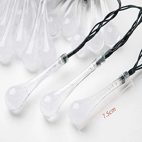 Warm White Water Drop Curtain Lights (Pack of 1 With 20Pcs Drop Shape, 20 LED, 8 Mode) - Image 2