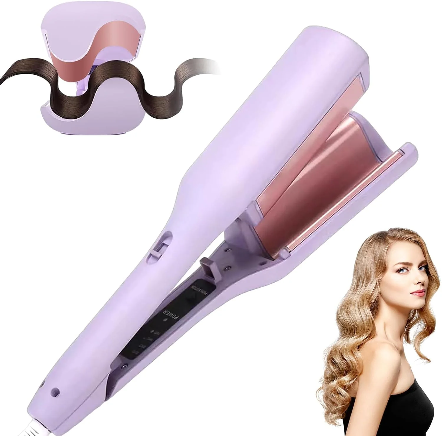 WavePro: 32mm Wave Barrel Curling Iron with Ionic Technology, 4 Temp Settings & Ceramic Hair Crimper for Deep Waves - Image 5