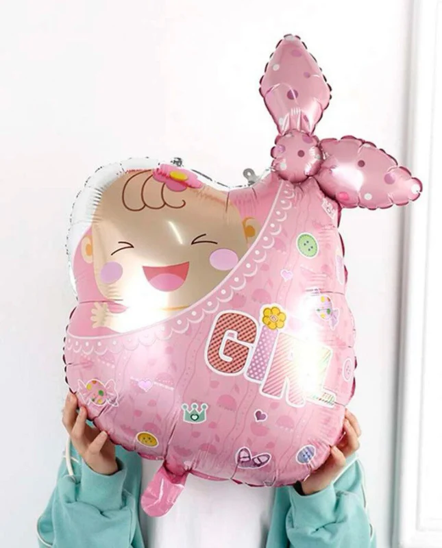 Welcome Baby Girl Decoration Pack of 5pcs Foil Balloon (Pink) (Pack of 5) - Image 3
