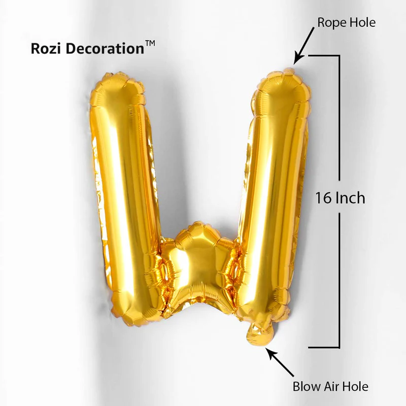 Welcome Letter Foil Balloon Set (Golden) (Pack of 1) - Image 3