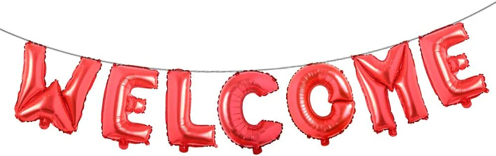 Welcome Letter Foil Balloon Set (Red) (Pack of 1)