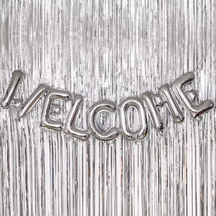 Welcome Letter Foil Balloon Set (Silver) (Pack of 1) - Image 2