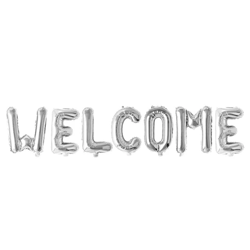 Welcome Letter Foil Balloon Set (Silver) (Pack of 1) - Image 5