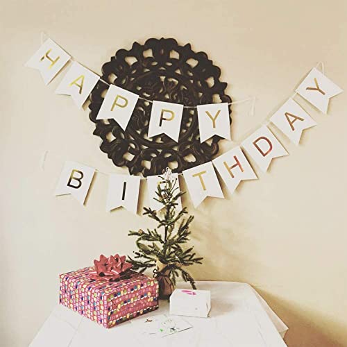 White And Gold Happy Birthday Banner (3 Meters) - Image 3