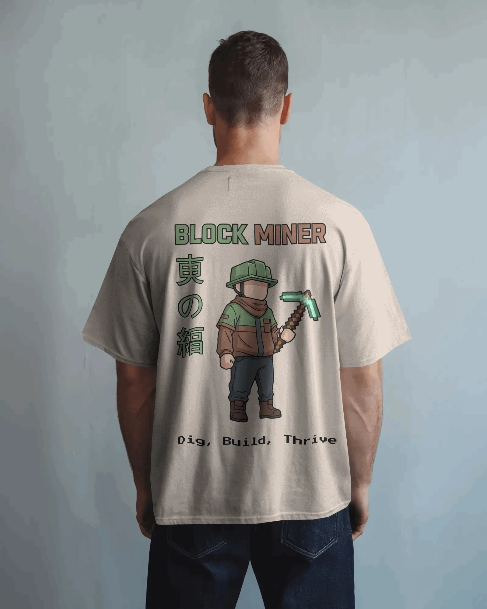 White Block Miner Oversized T-shirt - Image 4