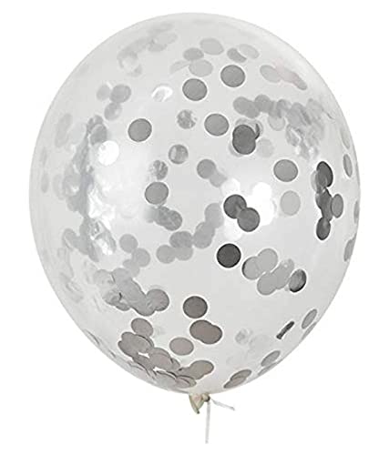 White Confetti Balloons 10 Pcs Set. (4 Pc Metallic Balloons And 3 Pc Confetti Balloons ,1 Heart Foil Balloon And 2 Pc Star Balloon) - Image 2