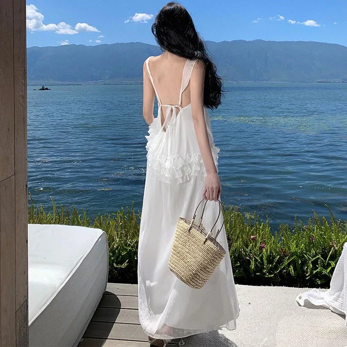 White Fairy Beach Dress - Image 5