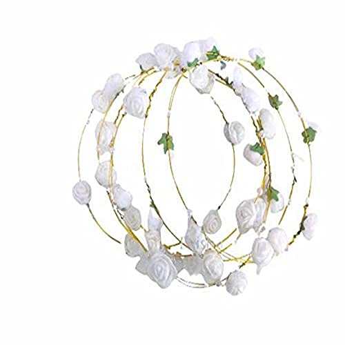 White Flower Tiara Crown Headband - Image 2