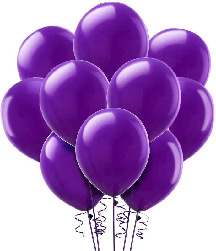 White Happy Birthday Banner And Purple Metallic Balloons (Pack of 30) - Image 3