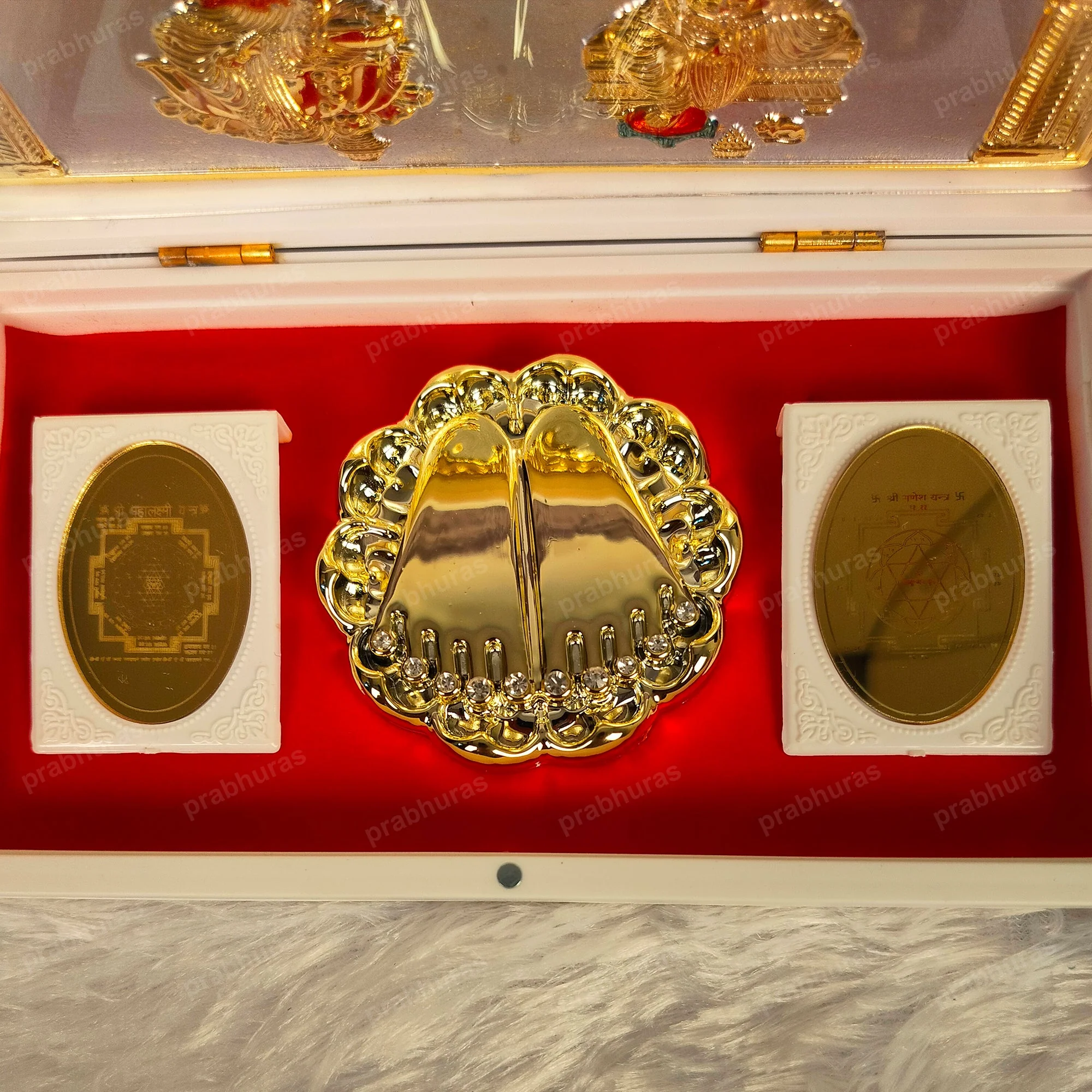 White Laxmi Ganesh Pocket Temple (24 Karat Gold Coated) - Image 5