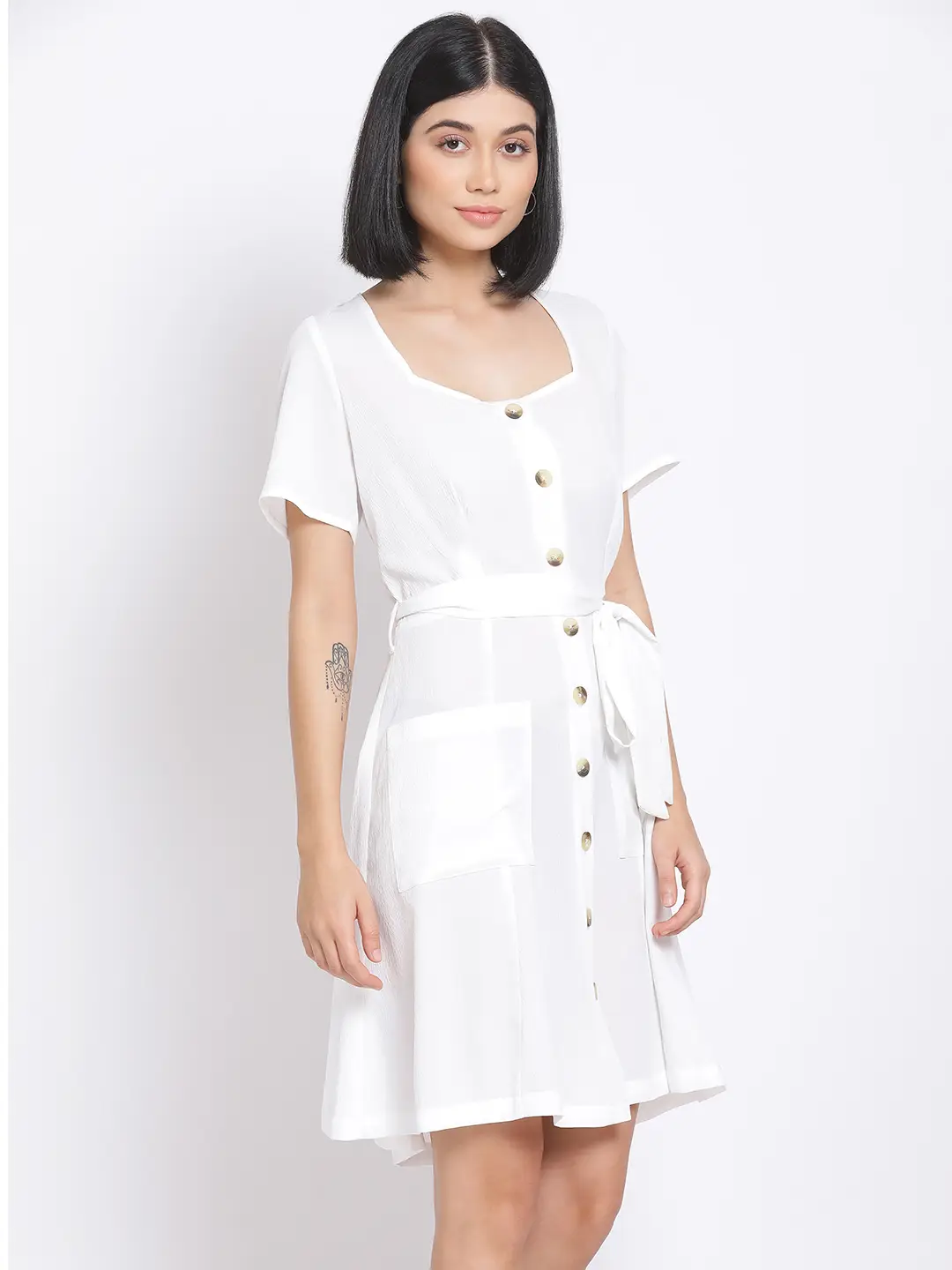 White Lily Button A-Line Women'S Dress - Image 4