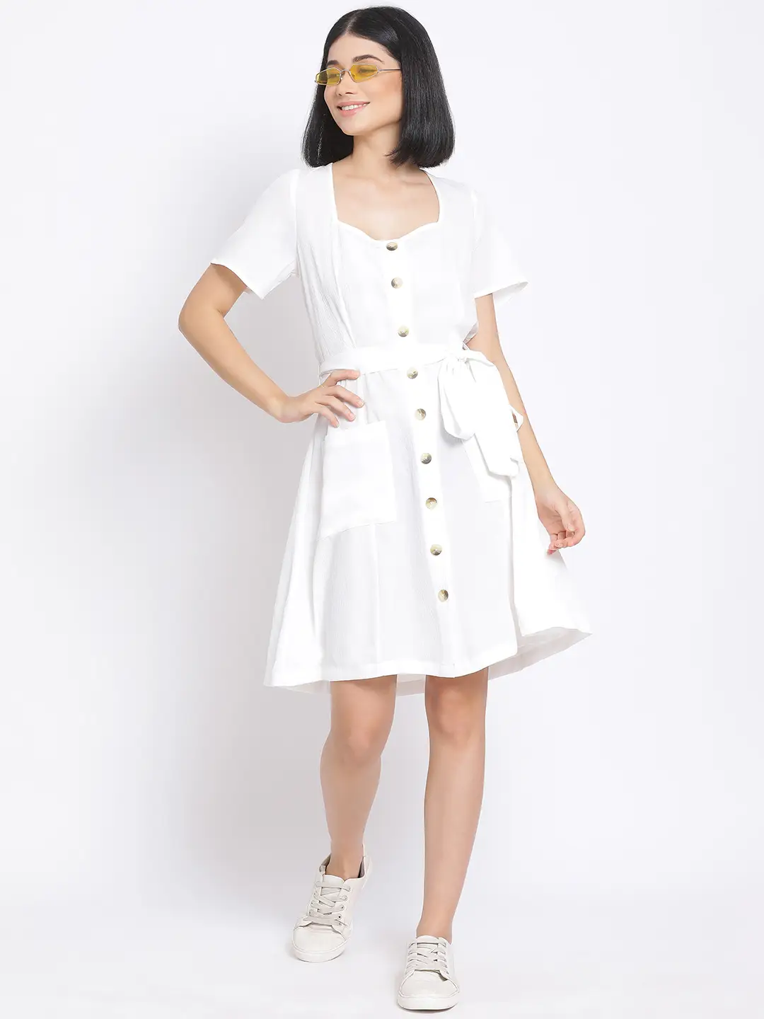 White Lily Button A-Line Women'S Dress - Image 7