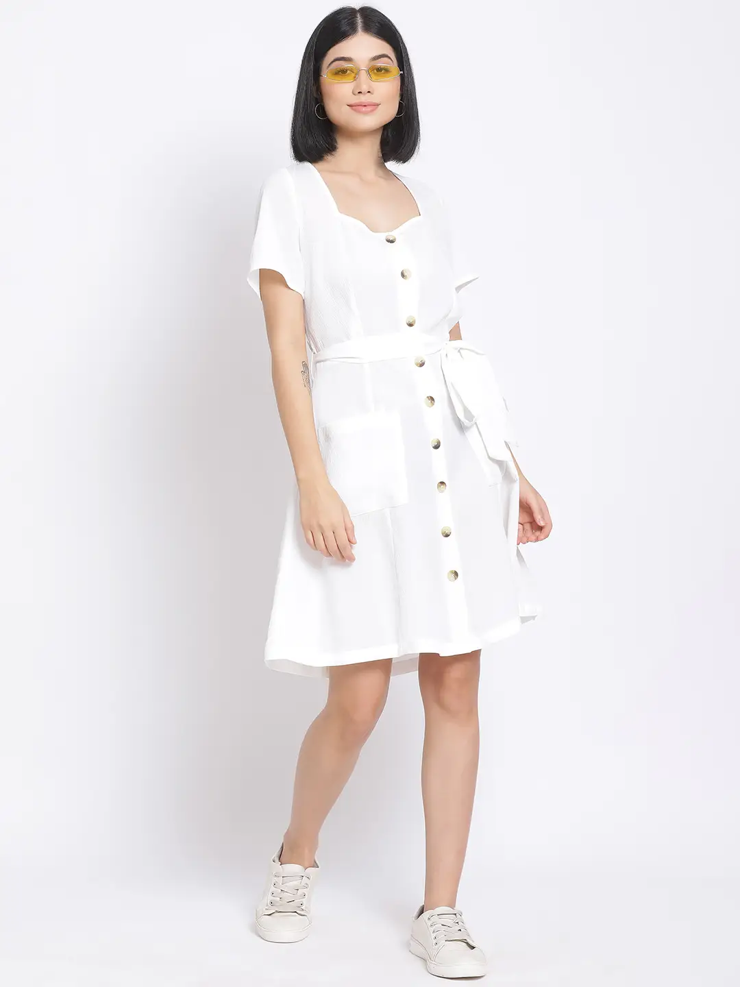 White Lily Button A-Line Women'S Dress - Image 8