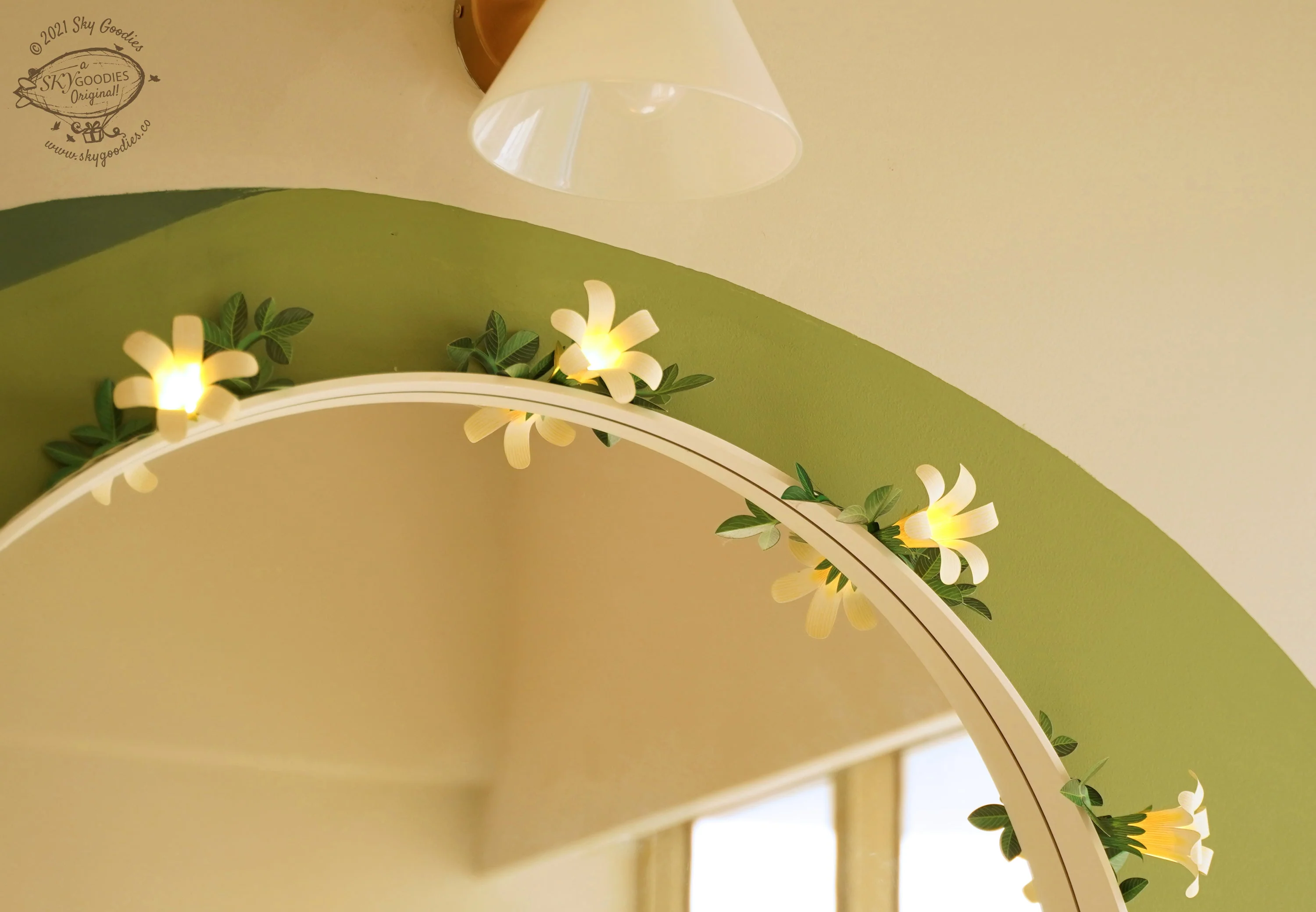 White Paper Flower Fairy Lights (12 flowers) - Image 12