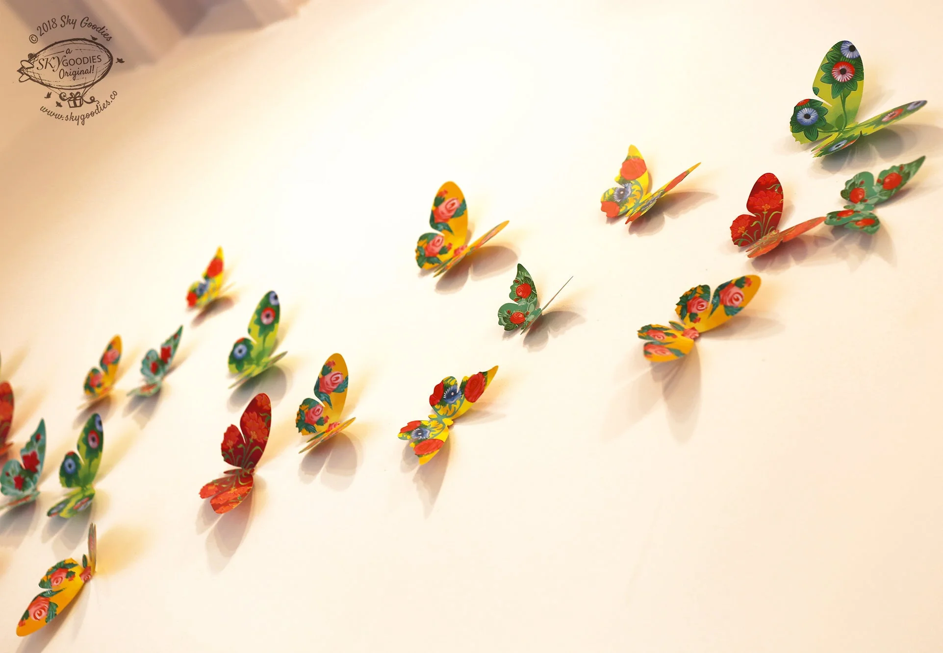 White Paper Flower Fairy Lights & Butterflies Wall Decor Combo - Image 16