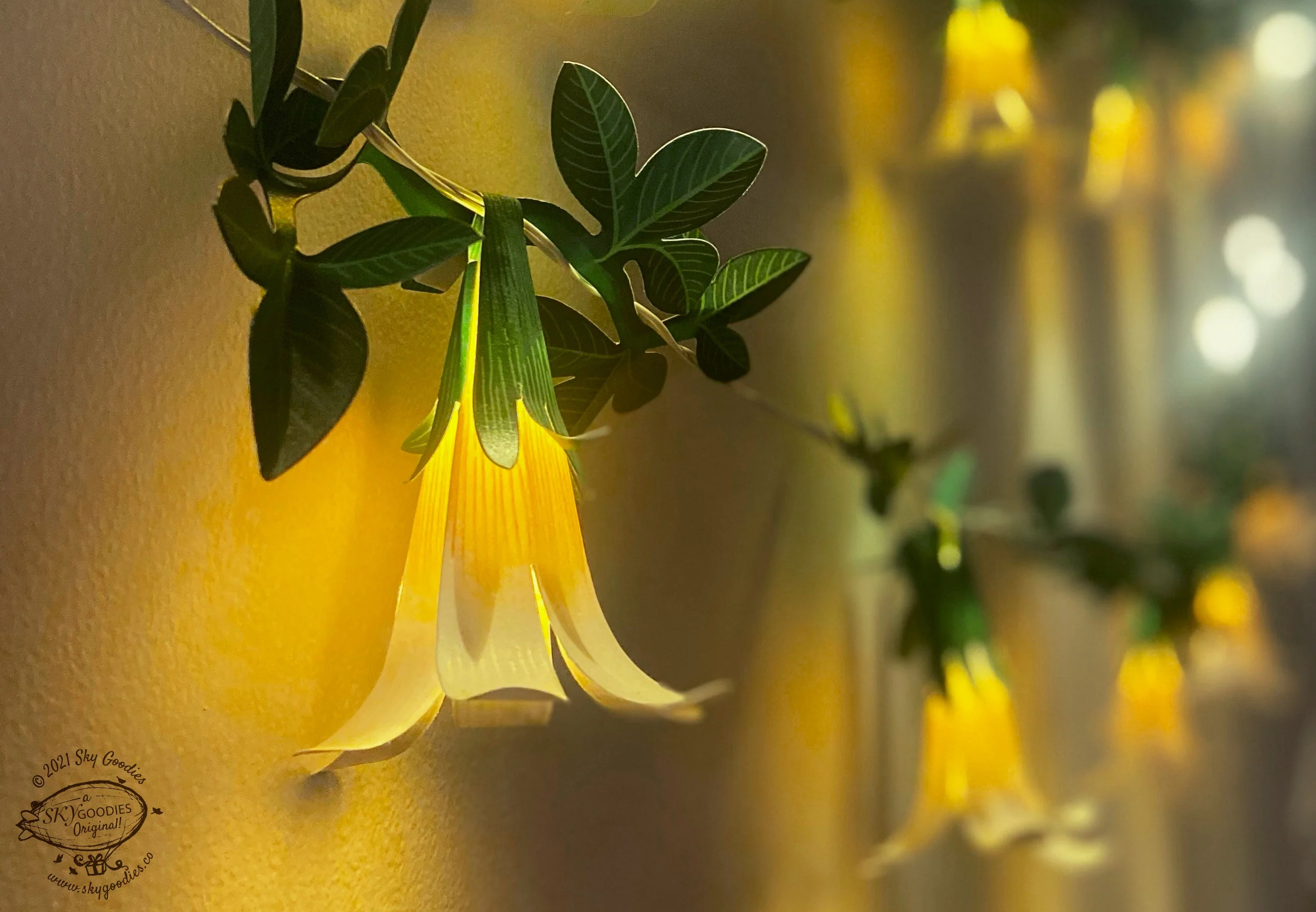 White Paper Flower Fairy Lights & Butterflies Wall Decor Combo - Image 3