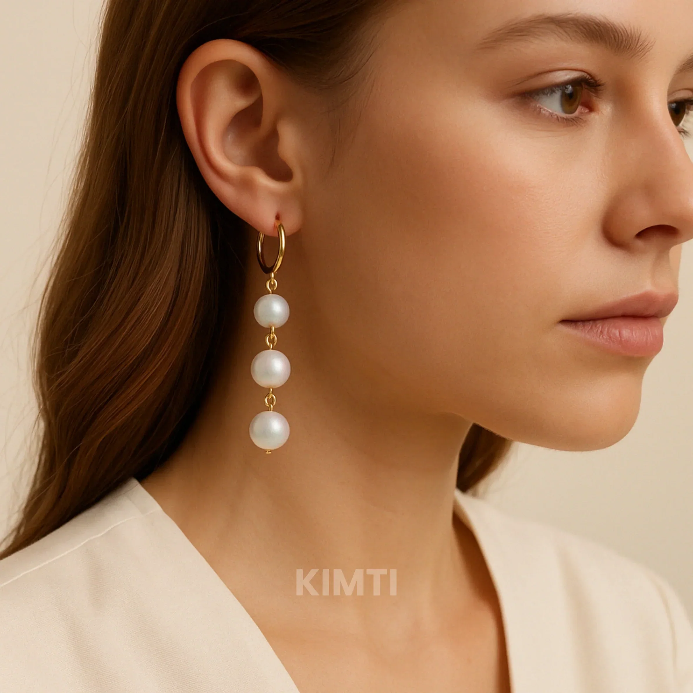 White Pearl Drop Dangler Earring - Image 2