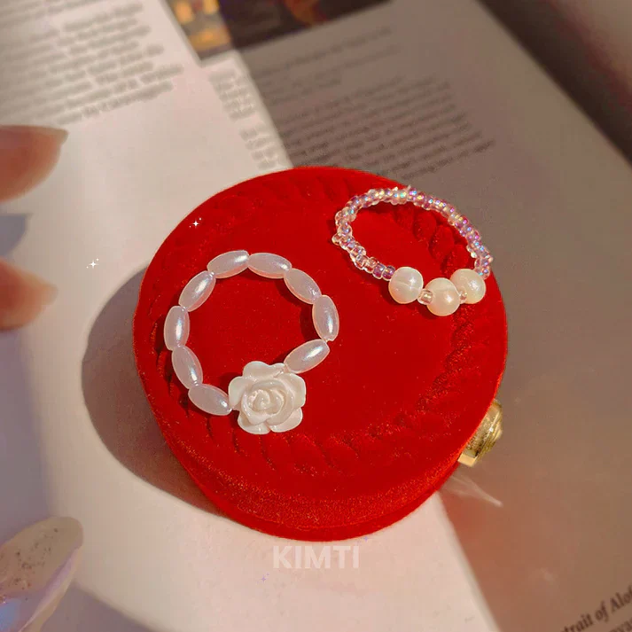 White Pearl Korean Ring Stack (Set of 2) - Image 4