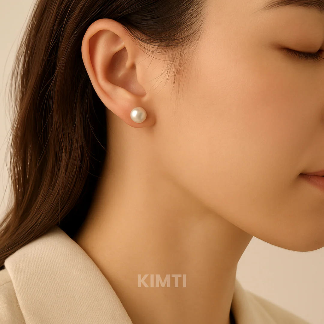 White Pearl Studs Earring - Image 2
