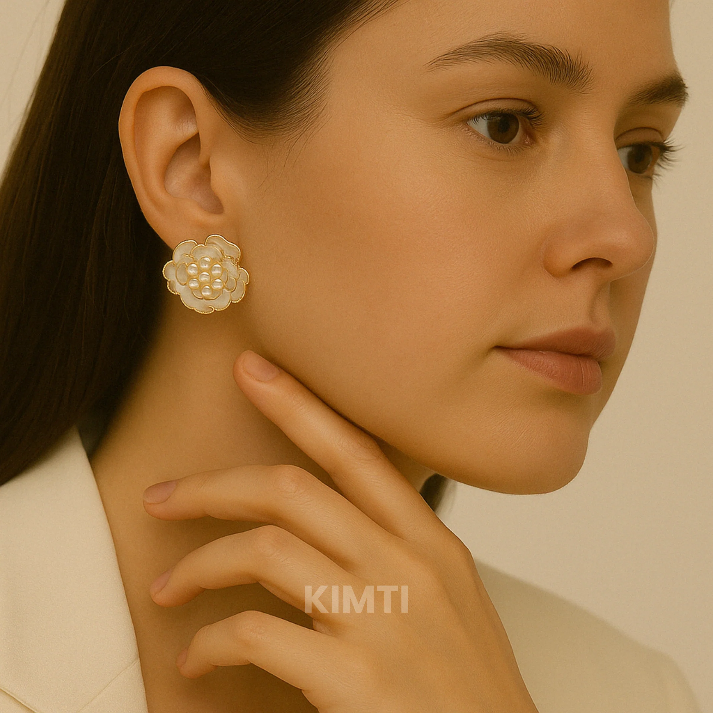 White Petal Perfection Stud Earring - Image 2