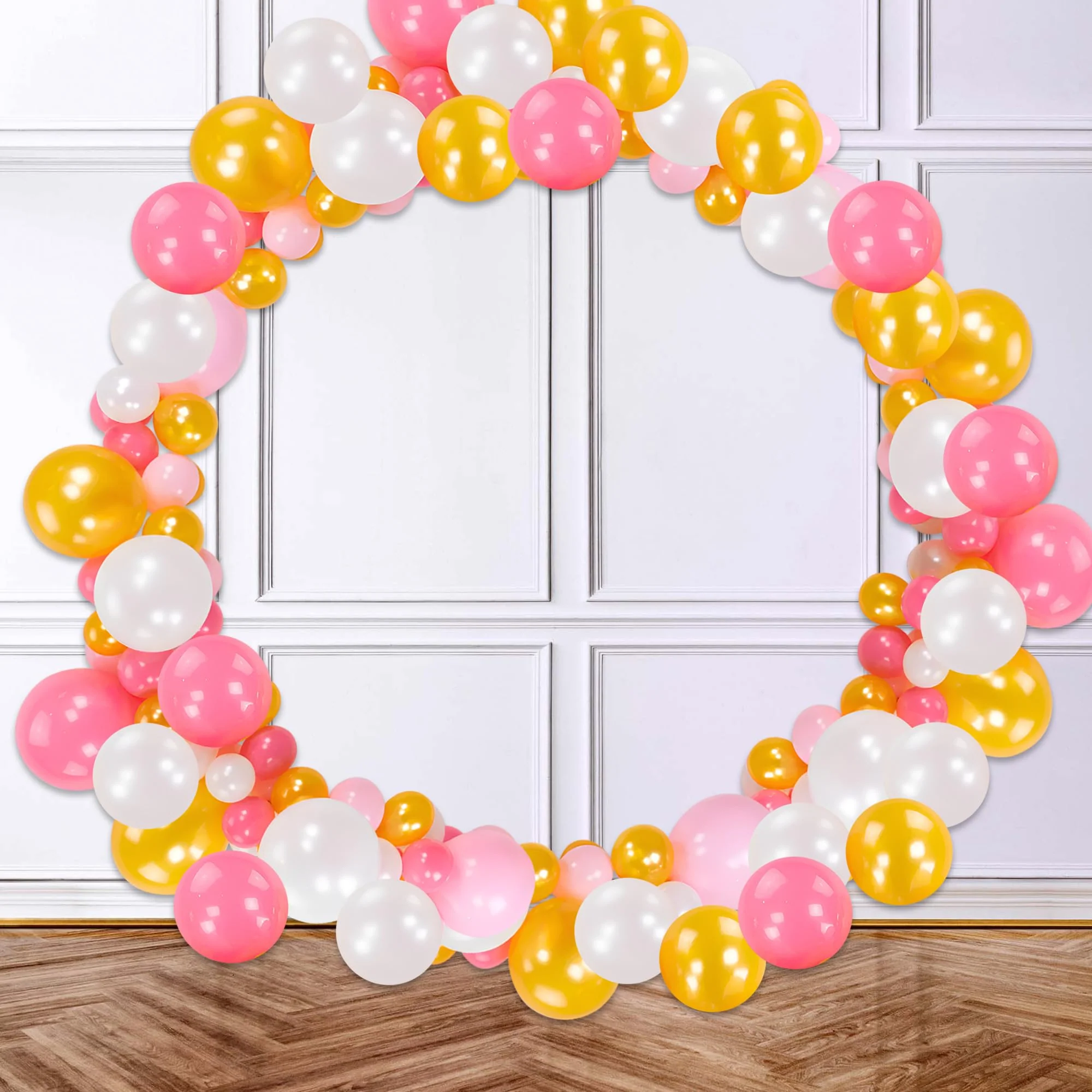 White, Pink & Metallic Gold Balloon combo