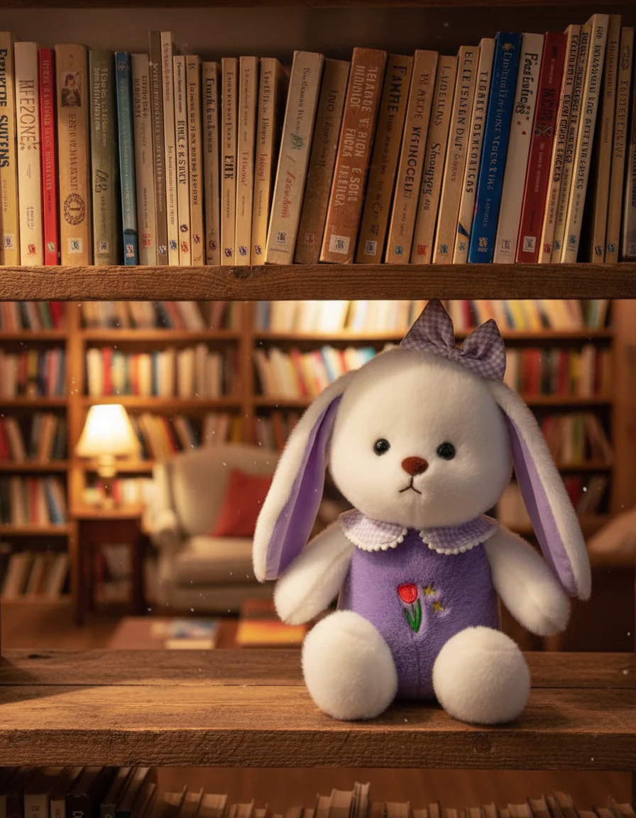 White Plush Bunny Soft Toy, Dress with Tulip Design, 35 cm, Stuffed Animal with Floppy Ears and Ribbon, for Kids - Image 8