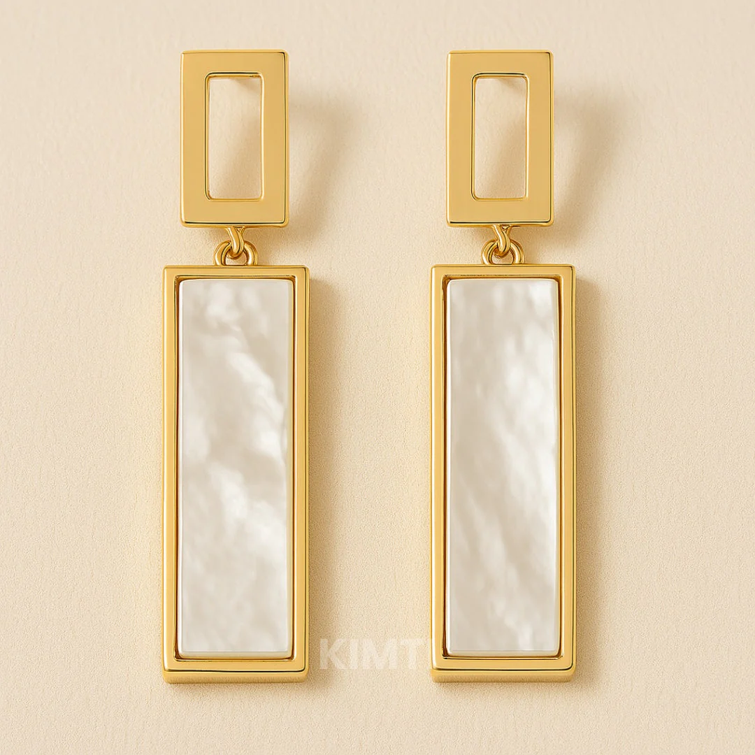 White Rectangle Dangler Earring — Buy Any 5 for Rs. 599