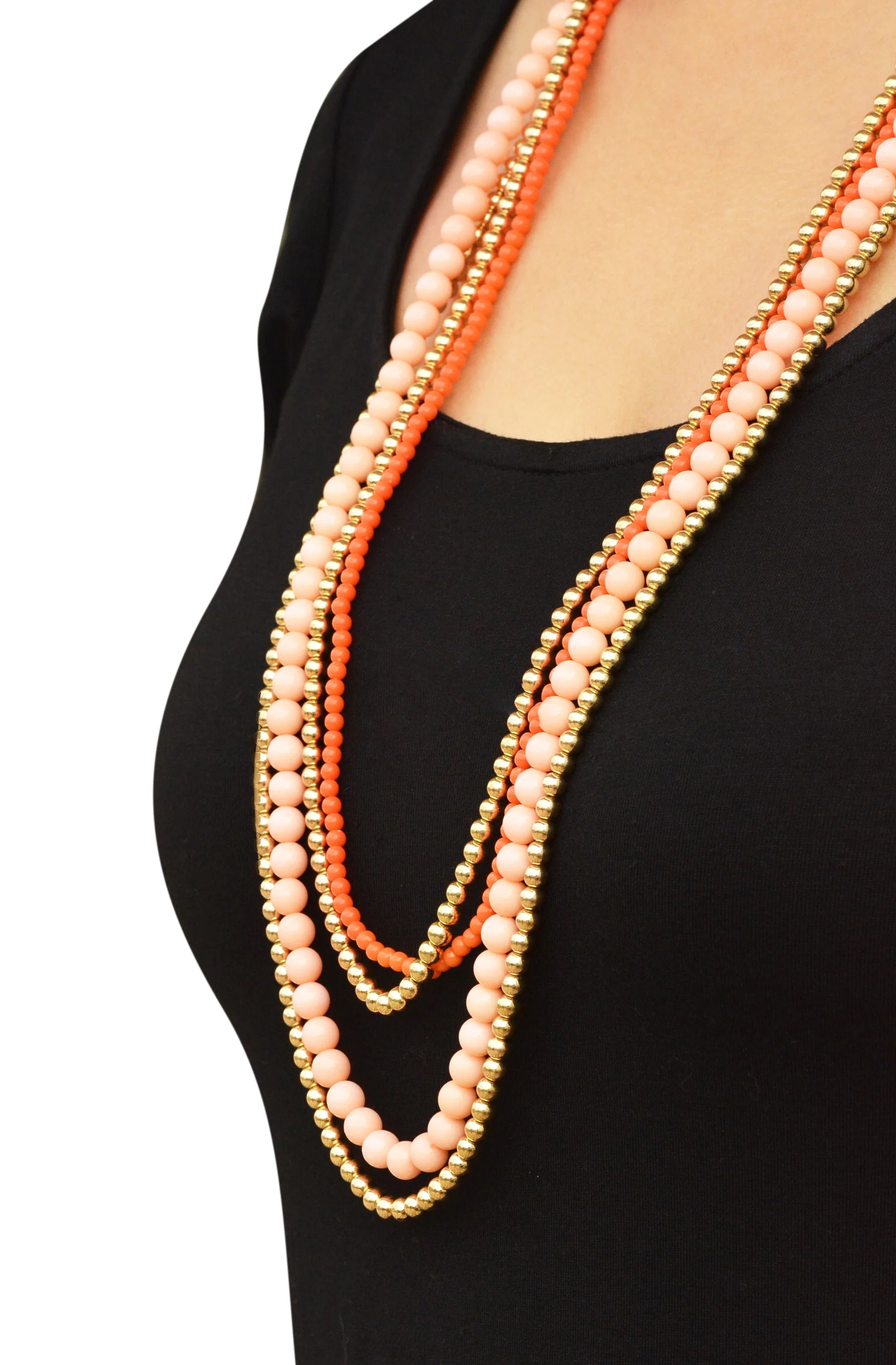 White Semi-Circle Marble Necklace with Thread Tassels Jewelry for Women - Image 2